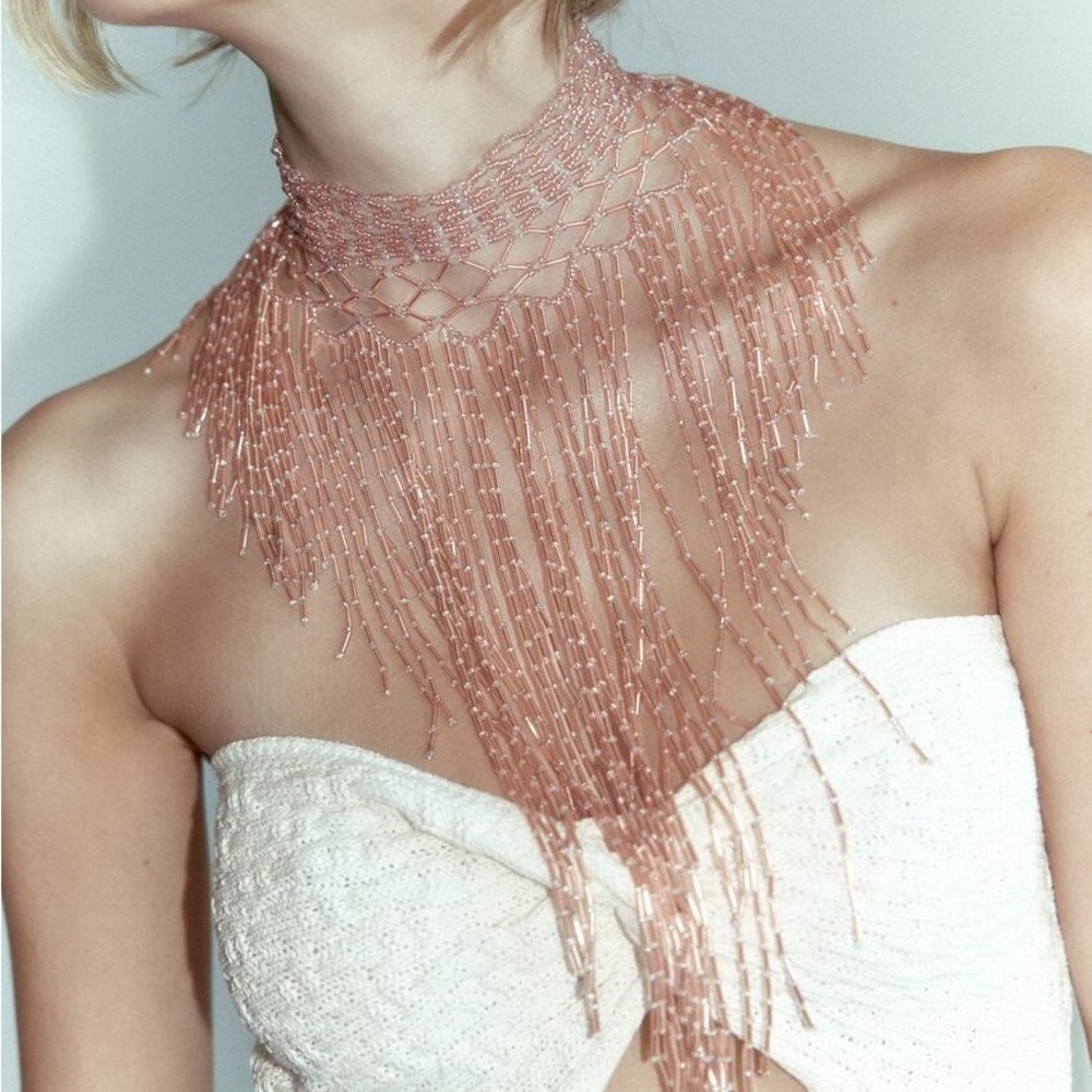 Zara pink dyed bead necklace 7243/015/620